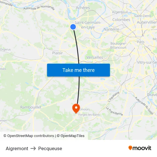 Aigremont to Pecqueuse map