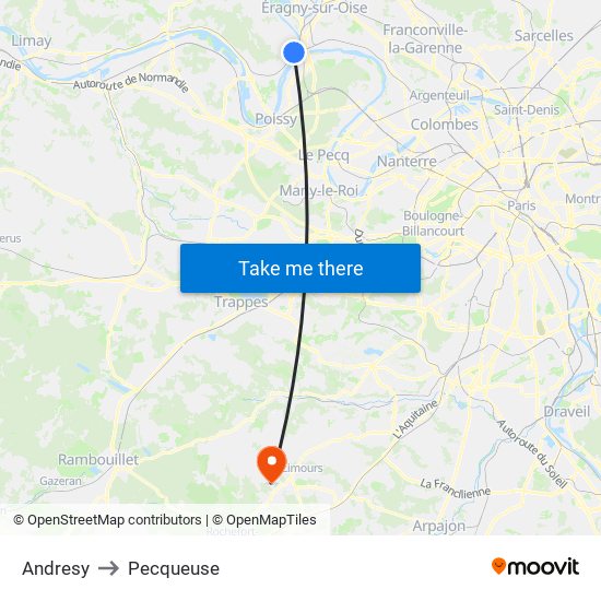 Andresy to Pecqueuse map