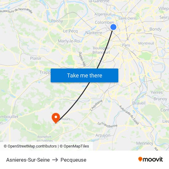 Asnieres-Sur-Seine to Pecqueuse map