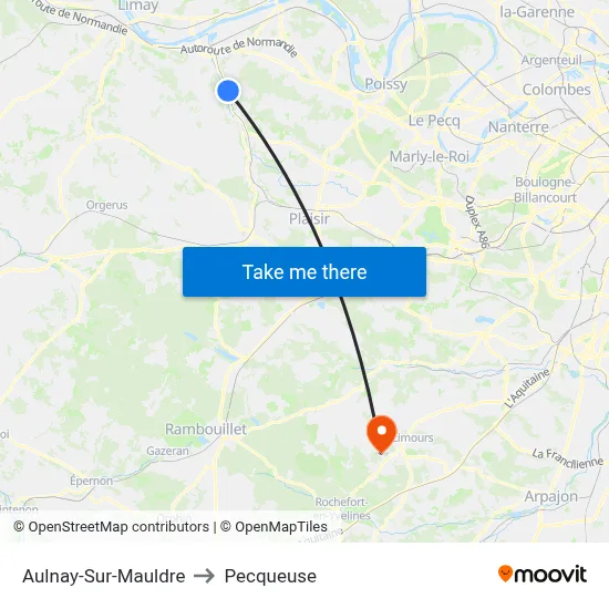 Aulnay-Sur-Mauldre to Pecqueuse map
