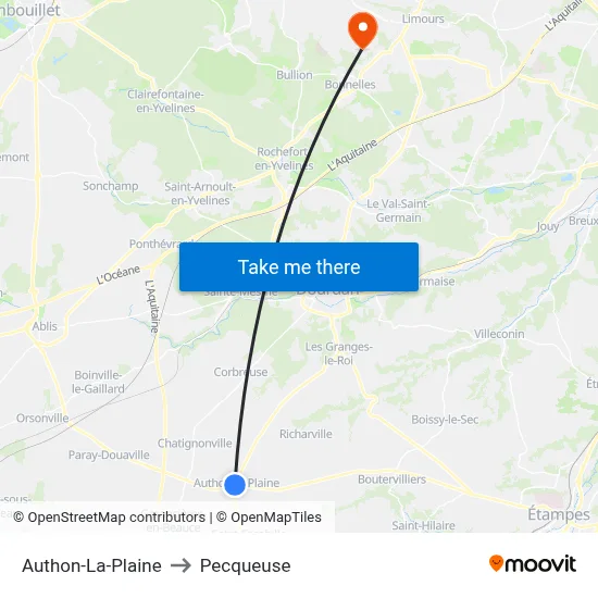 Authon-La-Plaine to Pecqueuse map