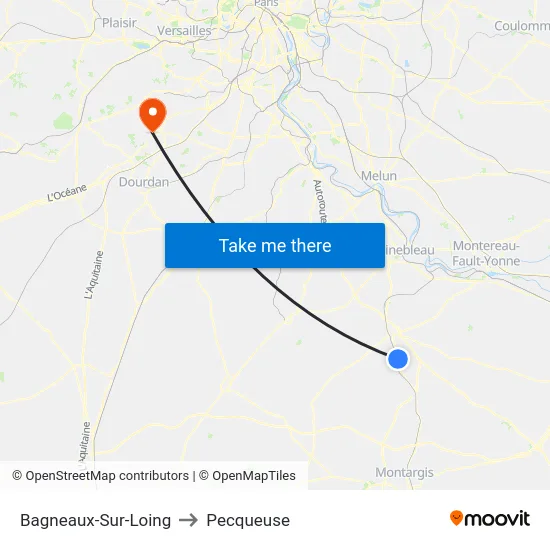 Bagneaux-Sur-Loing to Pecqueuse map