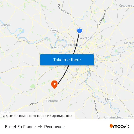 Baillet-En-France to Pecqueuse map