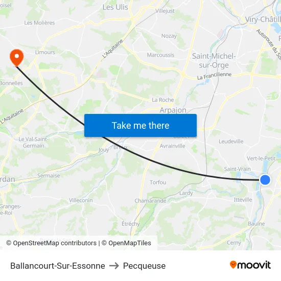 Ballancourt-Sur-Essonne to Pecqueuse map