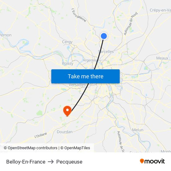 Belloy-En-France to Pecqueuse map