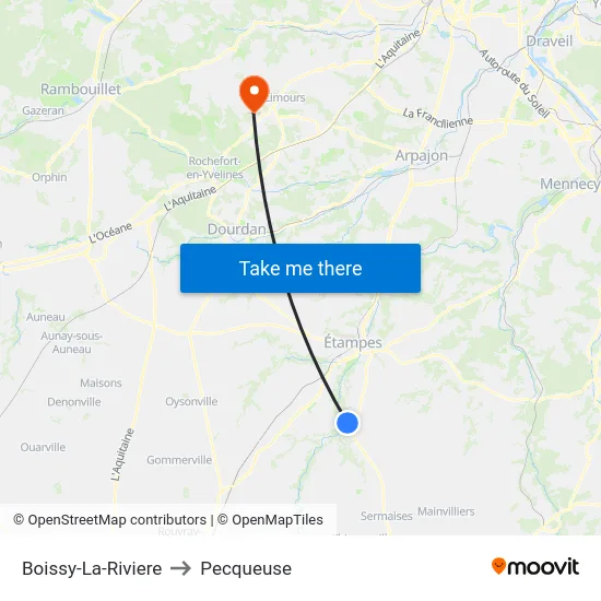 Boissy-La-Riviere to Pecqueuse map