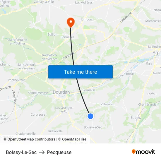 Boissy-Le-Sec to Pecqueuse map