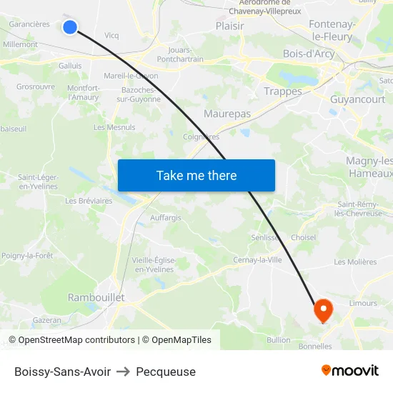 Boissy-Sans-Avoir to Pecqueuse map