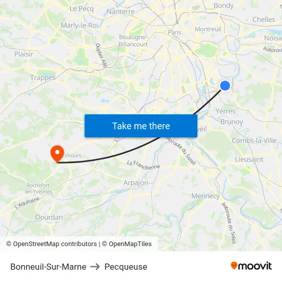 Bonneuil-Sur-Marne to Pecqueuse map