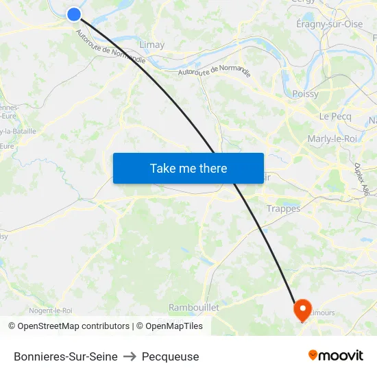 Bonnieres-Sur-Seine to Pecqueuse map