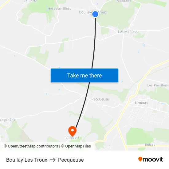 Boullay-Les-Troux to Pecqueuse map