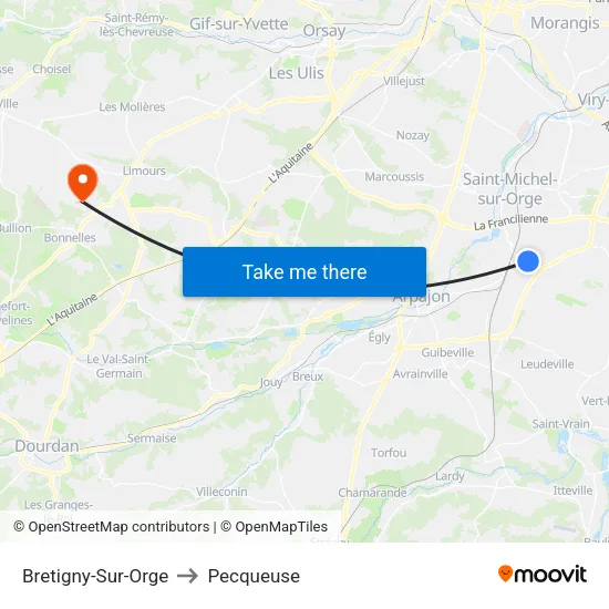 Bretigny-Sur-Orge to Pecqueuse map