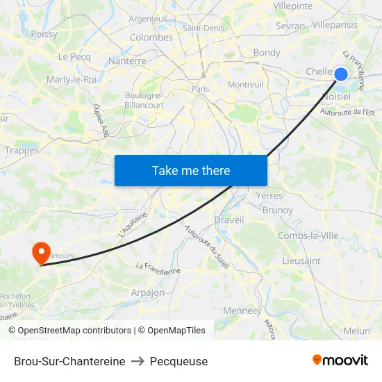 Brou-Sur-Chantereine to Pecqueuse map