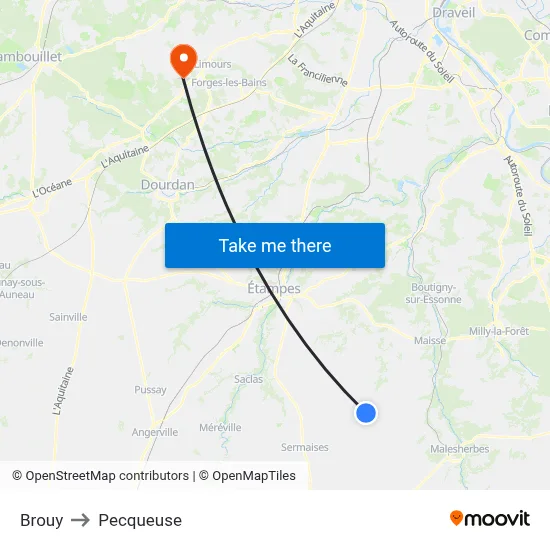 Brouy to Pecqueuse map