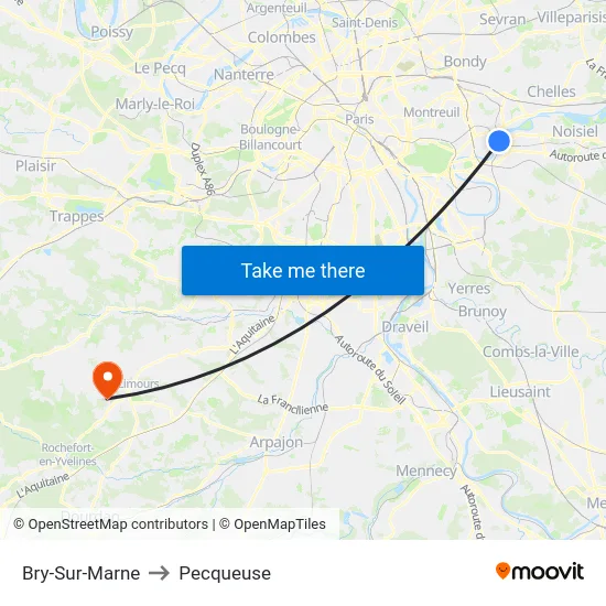 Bry-Sur-Marne to Pecqueuse map