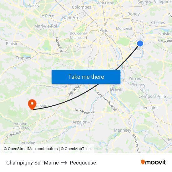 Champigny-Sur-Marne to Pecqueuse map