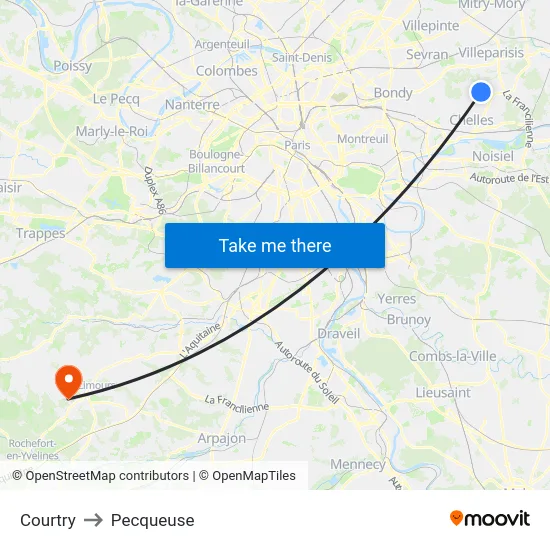 Courtry to Pecqueuse map