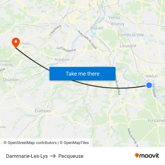 Dammarie-Les-Lys to Pecqueuse map