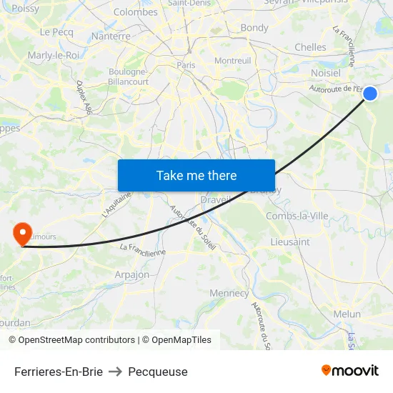 Ferrieres-En-Brie to Pecqueuse map