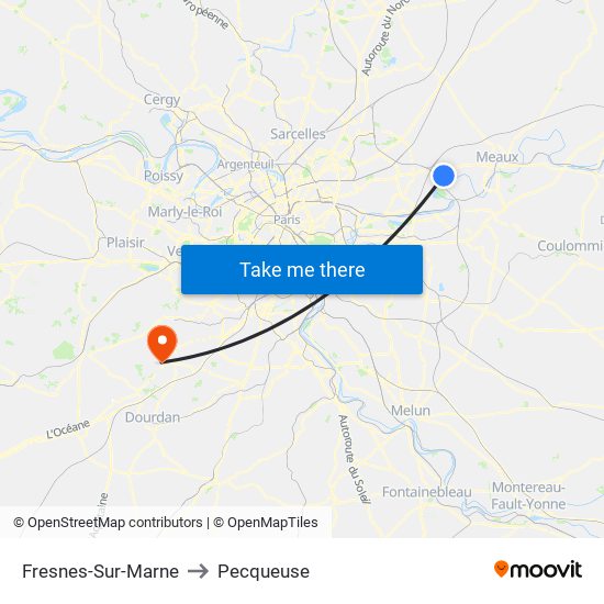 Fresnes-Sur-Marne to Pecqueuse map