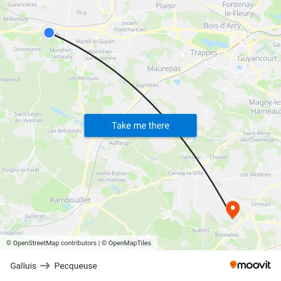 Galluis to Pecqueuse map