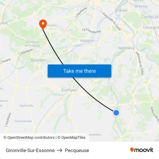 Gironville-Sur-Essonne to Pecqueuse map