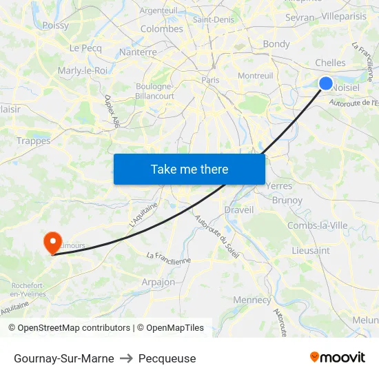 Gournay-Sur-Marne to Pecqueuse map