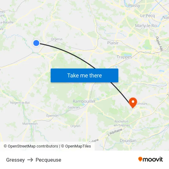 Gressey to Pecqueuse map