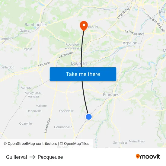 Guillerval to Pecqueuse map