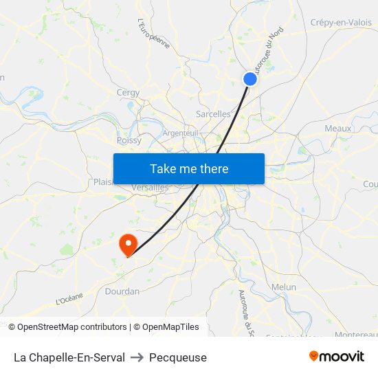 La Chapelle-En-Serval to Pecqueuse map