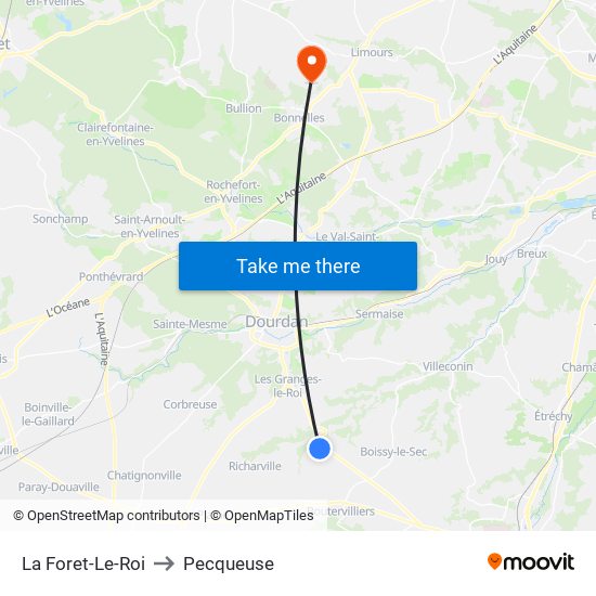 La Foret-Le-Roi to Pecqueuse map