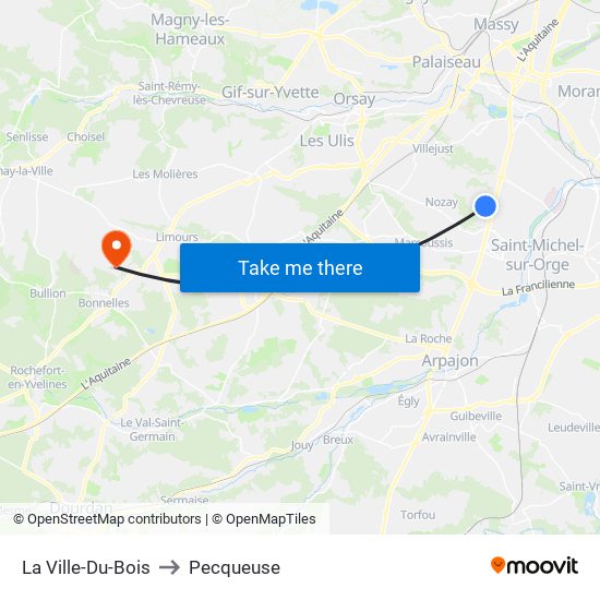 La Ville-Du-Bois to Pecqueuse map