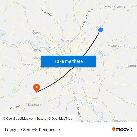Lagny-Le-Sec to Pecqueuse map
