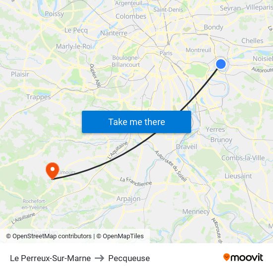 Le Perreux-Sur-Marne to Pecqueuse map
