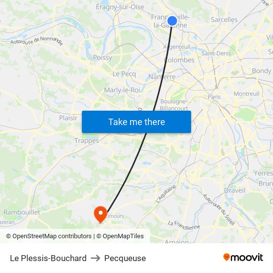 Le Plessis-Bouchard to Pecqueuse map