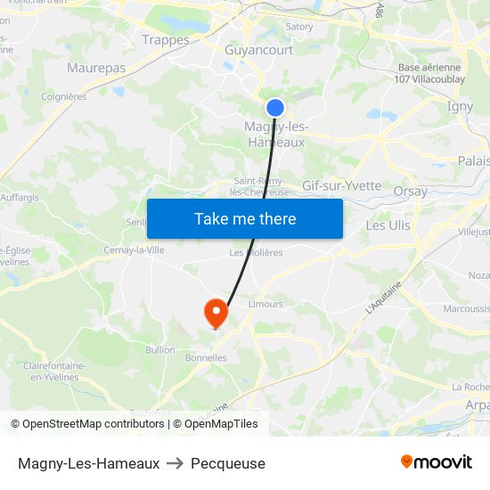 Magny-Les-Hameaux to Pecqueuse map