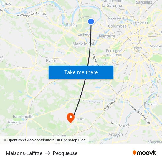 Maisons-Laffitte to Pecqueuse map