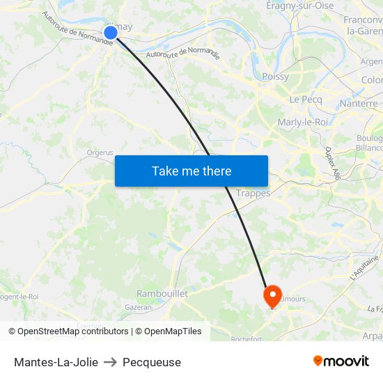 Mantes-La-Jolie to Pecqueuse map