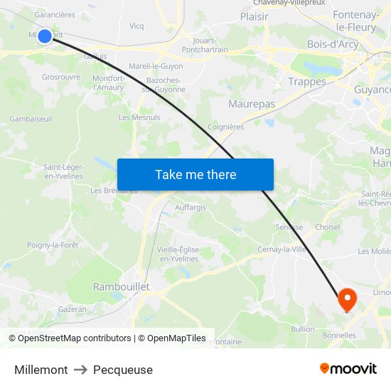 Millemont to Pecqueuse map