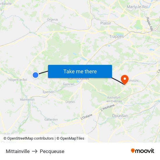 Mittainville to Pecqueuse map