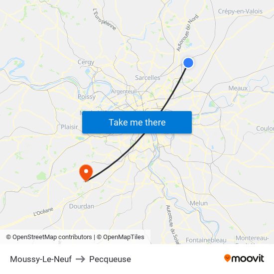 Moussy-Le-Neuf to Pecqueuse map