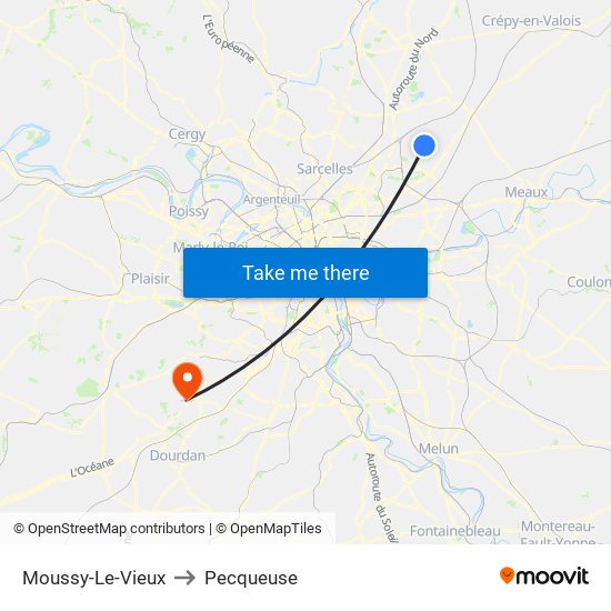 Moussy-Le-Vieux to Pecqueuse map