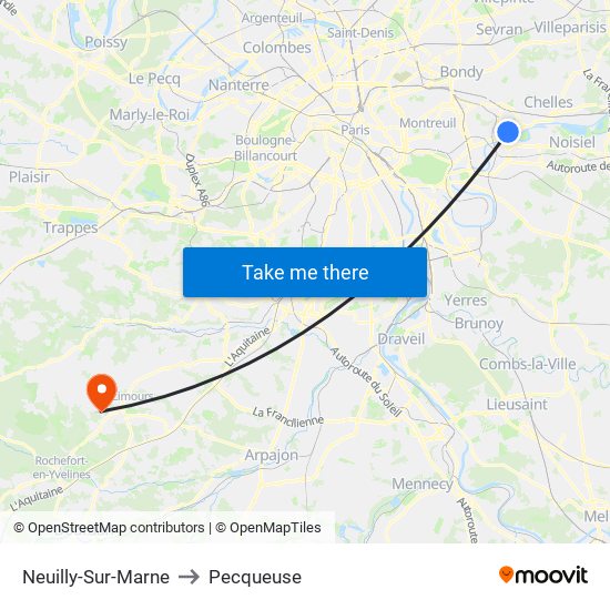Neuilly-Sur-Marne to Pecqueuse map
