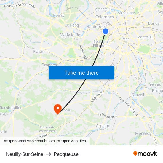 Neuilly-Sur-Seine to Pecqueuse map