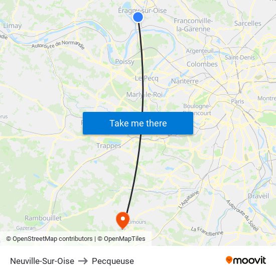 Neuville-Sur-Oise to Pecqueuse map