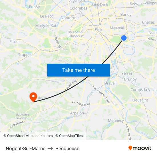 Nogent-Sur-Marne to Pecqueuse map