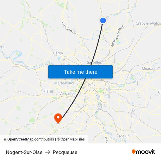 Nogent-Sur-Oise to Pecqueuse map