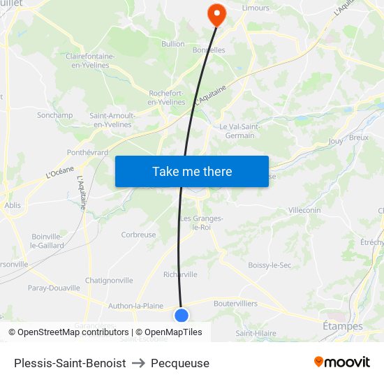 Plessis-Saint-Benoist to Pecqueuse map