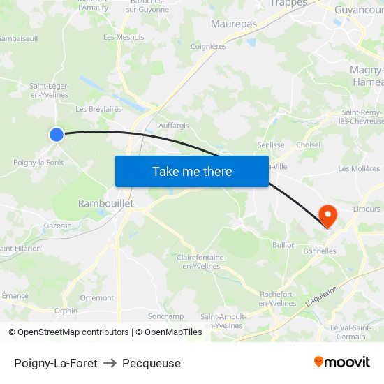 Poigny-La-Foret to Pecqueuse map