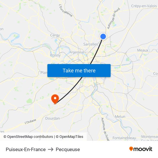 Puiseux-En-France to Pecqueuse map